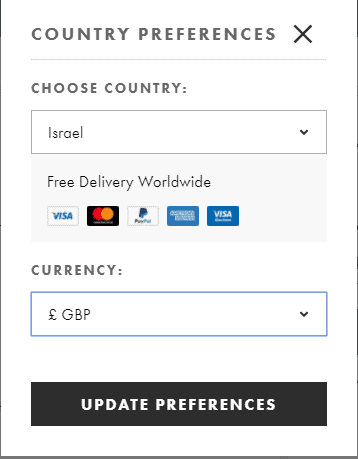 asos Country preferences