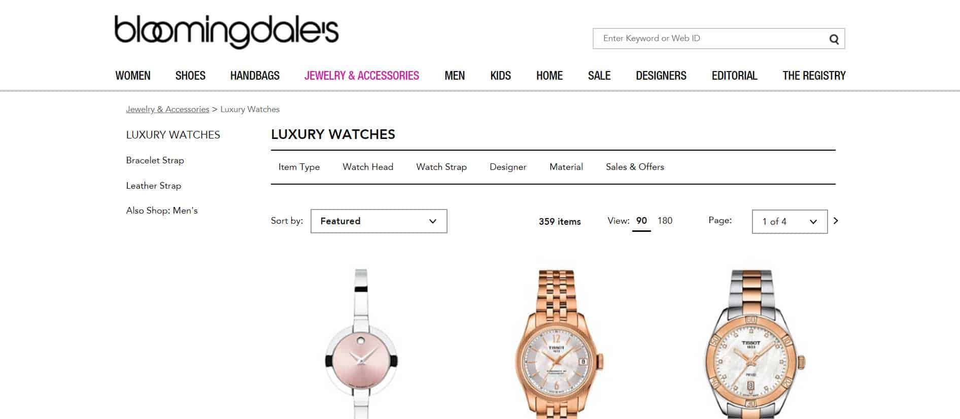bloomingdales luxury watches